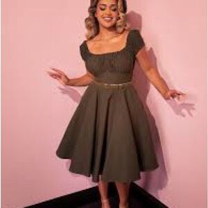 Vixen micheline pitt Olive Green Women's peasant dress